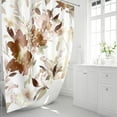 thumbnail image 2 of Extra Long Shower Curtain 72 x 84 Inch, Tall Watercolor Floral Fabric Shower Curtain, Modern Brown Flower Bathroom Shower Curtain Set with Hooks, 2 of 6