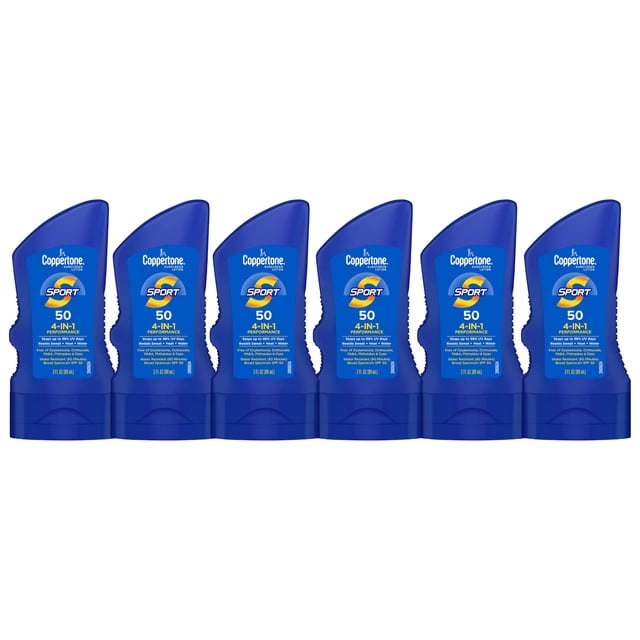 Loción solar Coppertone SPORT SPF 50 90 ml (paquete de 6)