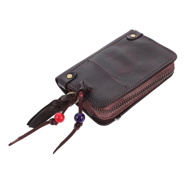 MasteelfCA 1pc Key Pouch Genuine Leather Car Key Case Zipper Car Key Bag Driving Licence Bag