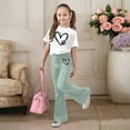 thumbnail image 4 of LRen Toddler Summer Clothes Girls 6t Graphic Print Short Sleeve Tops and Casual Pant Sports Suit Round Neck Casual Street Outfit Back To School Clothes, 4 of 5