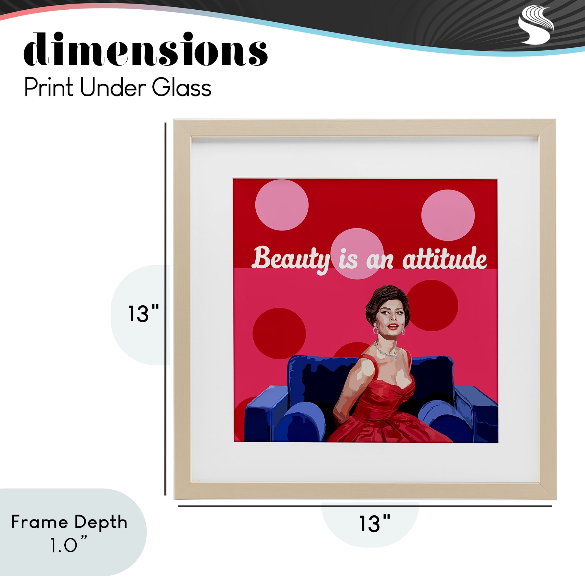 Stupell Industries Beauty Is An Attitude Birch Framed Print Under Glass, design by Lynnda Rakos
