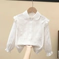 thumbnail image 2 of Jalioing Girls Long Sleeve Shirt Collared Button Down Cute Blouses Cotton Solid Color Casual Tops for Kids, 2 of 3