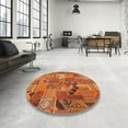 thumbnail image 3 of Ahgly Company Indoor Round Contemporary Red Patchwork Area Rugs, 6' Round, 3 of 6