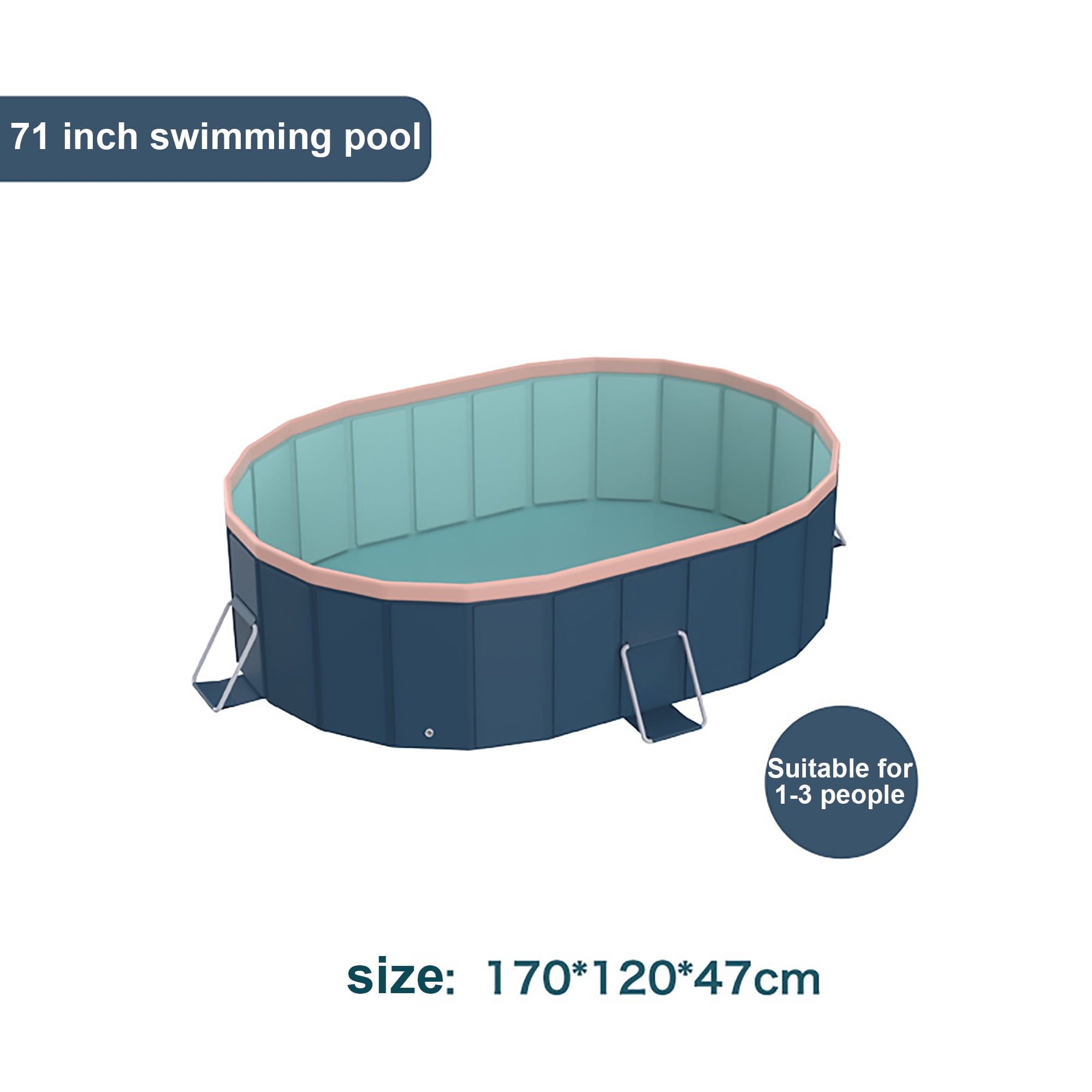 Coowa 5.6ft x 3.9ft Oval Inflatable Pool, PVC Outdoor Swimming Pool, Compact Foldable Blow Up Pool for Kids, Easy to Assemble, Backyard Water Fun