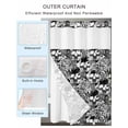 thumbnail image 2 of No Hook Cloth Fabric Shower Curtain with Snap in Liner, Halloween Skull Waterproof Shower Curtains Set with See Through Top Window, Black Skeletons Flowers Monochrome Bath Curtains Shower 54"x78", 2 of 6