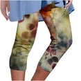 thumbnail image 2 of Leggings for Women under $5! Cagogo Capri Leggings for Women Floral Print Soft Stretchy Yoga Pants Exercise Jogger Casual Summer Plus Size Knee Length Elastic Waist Cropped Pants, 2 of 6