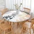 thumbnail image 3 of 44in Round Tablecloth with Elastic Edge, Waterproof Fitted Table Cover for 36-44" Tables, Boho Theme Polyester Reusable Table Cloths Wipe Clean for Picnic, Dining, Outdoor Use and Party Decor, 3 of 7