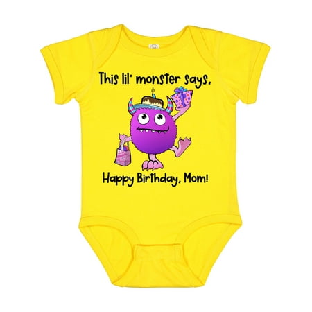 

Inktastic This Lil Monster Says Happy Birthday Mom Gift Baby Boy or Baby Girl Bodysuit