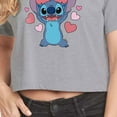 thumbnail image 3 of Lilo & Stitch - Valentine's Day Stitch Luv U Heart - Juniors Cropped Cotton Blend T-Shirt, 3 of 5