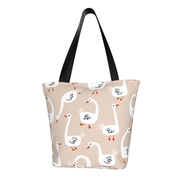 Fotbe White Goose Bolsa de Playa con Estampado, Bolsa de Hombro, Bolsa de Mano Espaciosa, Bolsa de Viaje Ligera, Bolsa de Compras Versátil