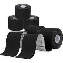 Kinesiology Tape 5 Rolls, Lychee Elastic Therapeutic Sports Tape for Pain Relief Shoulder, Knee, Tennis Elbow Support, Athletic Tape Waterproof, Breathable, Latex Free, 2" x 16.4 feet Per Roll (Black)