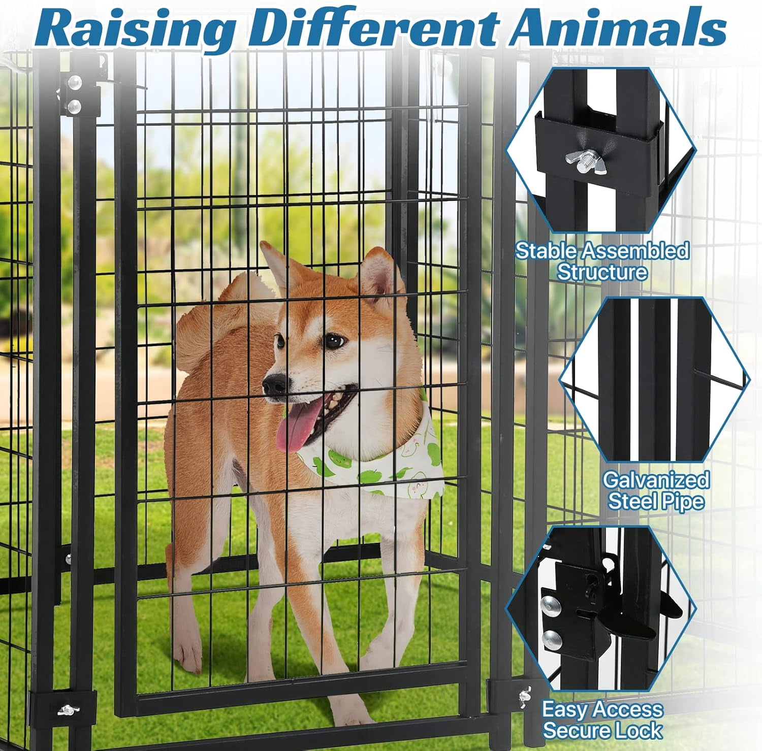 Dkelincs Large Dog Kennel 4.3' x 4' x 4' Heavy Duty Outdoor Dog Crate Cage with Roof and Waterproof Cover, Black