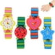 thumbnail image 1 of 4 relojes de juguete de madera para niños con correa elástica, diseño creativo de dibujos animados, juguete ecológico (patrón aleatorio)., 1 of 7