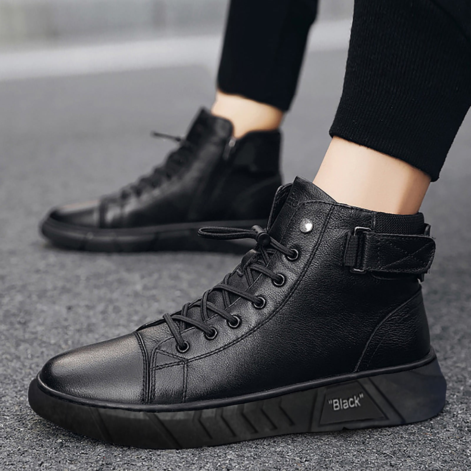 PEASKJP Military Work Boots Waterproof Slip Resistant Industrial Construction Ankle High Work Boots A 44