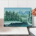 thumbnail image 2 of Forest Cutting Board, Wildwood in Winter Season with Snowy Mountains and Frozen River Cartoon Style, Decorative Tempered Glass Cutting and Serving Board, Small Size, Green Blue White, by Ambesonne, 2 of 5
