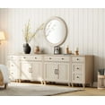 thumbnail image 4 of WAMPAT Credenzas & Sideboard with 4 Drawers and 6 Doors, Mid-Century Cupboard & Sideboard with Charging Station, 4-in-1 Kitchen Storage Cabinets for Dining Room, Beige, 4 of 8