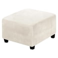 thumbnail image 2 of Square Covers Stretch Elastic Pouf Footstool Protect Single Seat Sofa Footstool Beige, 2 of 7