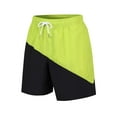 thumbnail image 2 of Mens Shorts Casual Color-Block Straight-Leg Elastic Waist Beach Sport Shorts Army Green XXXL, 2 of 3