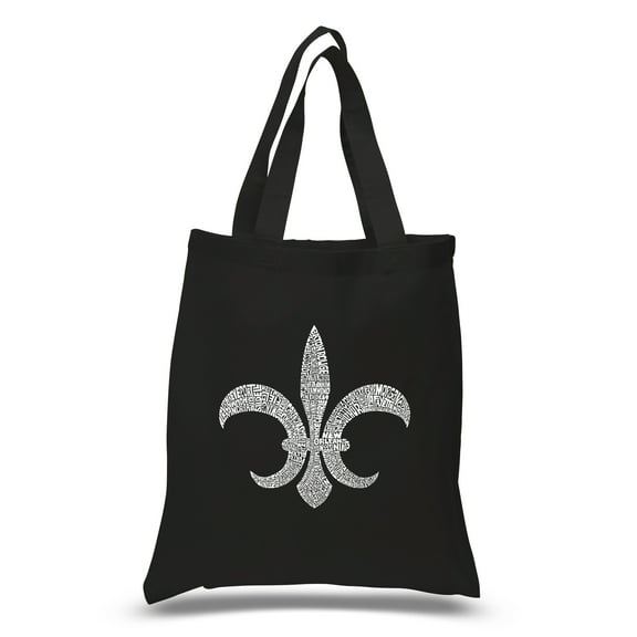 LA Pop Art Small Word Art Tote Bag - FLEUR DE LIS - POPULAR LOUISIANA CITIES