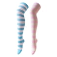 thumbnail image 4 of Yuanlong Womens Thigh-High Socks Striped Mismatched Socks Over The Knee Stylish Casual Halloween Hosiery, 4 of 4