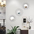 thumbnail image 2 of 3 Pack Metal Mirrors for Wall Sunburst Wall Mirrors Home Décor Decorative Hanging Wall Art for Living Room Bedroom Entryway (Silver Crystal, Flower+Sunburst), 2 of 7