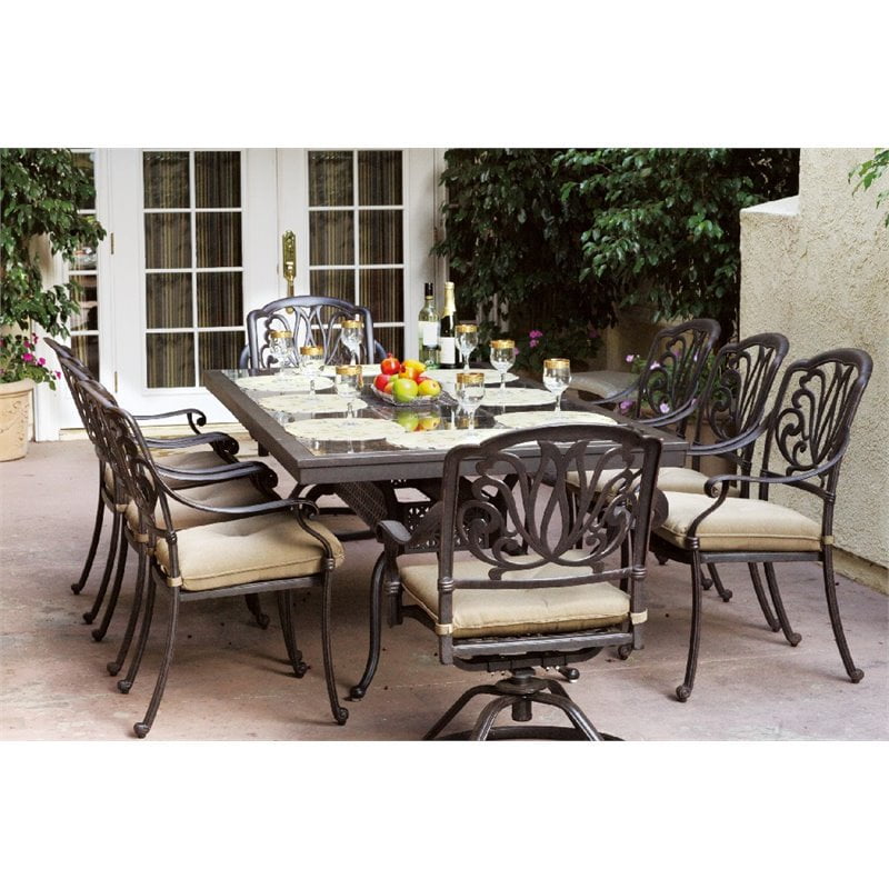 Darlee Elisabeth 9 Piece Patio Granite Top Dining Set With Cushion Com - Granite Top Patio Set Darlee Elisabeth 9 Piece Patio Granite Top Dining Set With Cushion Com - Granite Top Patio Set