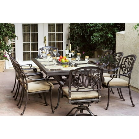 Darlee Elisabeth 9 Piece Patio Granite Top Dining Set With Cushion