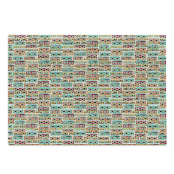 Hipster Cutting Board, Pattern with Old Fashion Funky Studio Music Style Colorful Song Listening Products, Decorative Tempered Glass Cutting and Serving Board, Large Size, Multicolor, by Ambesonne