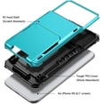 thumbnail image 4 of Case for iPhone XR Case 10R Wallet ID Slot Credit Card Holder Spring Pocket Scratch Resistant Dual Layer Protective Bumper Rugged TPU Rubber Armor Hard Shell Cover for iPhone XR 10R Light Blue, 4 of 14