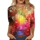 thumbnail image 2 of ICHUANYI Clearance Fashion Woman Round Neck 3/4Sleeve T-Shirt Printing Blouse Tops Sweatshirt(Red, M) ICHUANYI WER2023081006400, 2 of 4