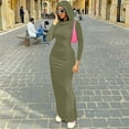 thumbnail image 2 of Women's Autumn Casual Slim Fit Hooded Bodycon Maxi Dress Elegant Solid Color Split Design Comfortable Stylish Long Dress, 2 of 2
