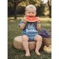 thumbnail image 3 of BemeyourBBs INewborn Baby Boy Little Brother Outfits Lil Brother Romper Summer Clothes Short Sleeve Letters Embroidery Waffle Knit Jumpsuit One Piece, 3 of 9