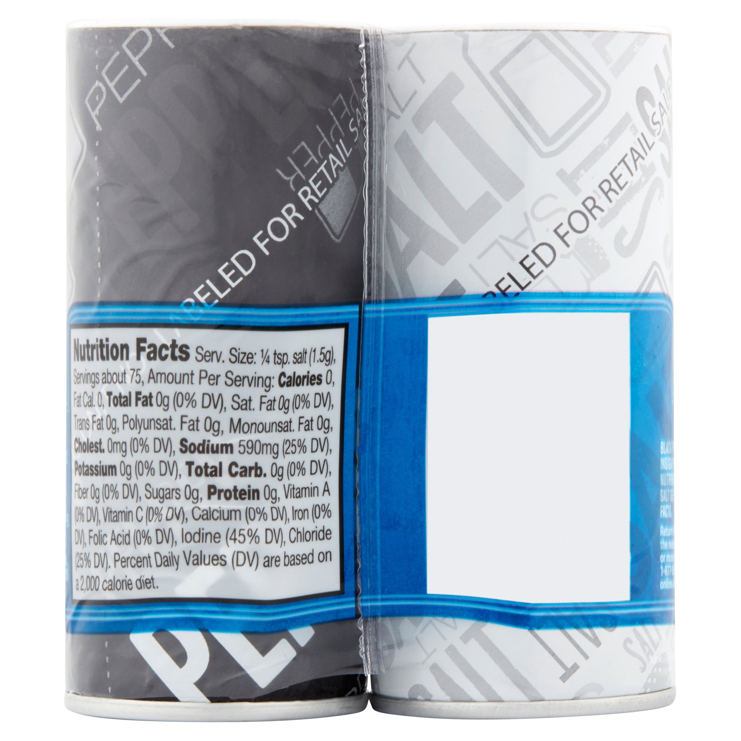 Great Value Iodized Salt & Black Pepper, 2 Pack