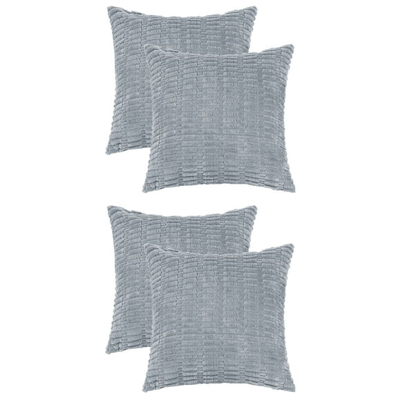 NOMADIC NOOK Pack of 4 Corduroy Throw Pillow Covers Set, Soft Square Cushion Covers Gray Blue 16" x 16"/18" x 18"