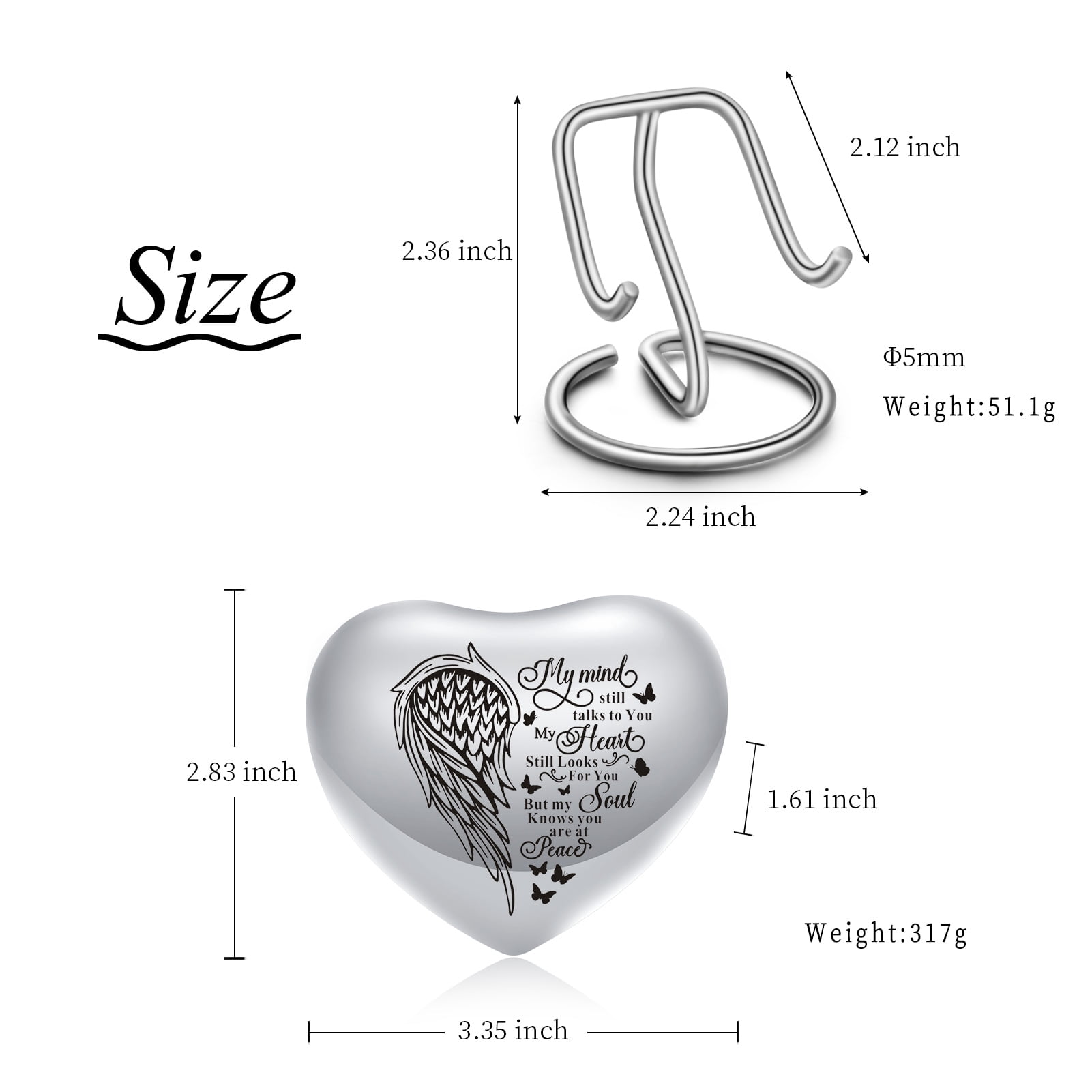 Heart Keepsake Urn - For Human Ashes Mini Urn with Box & Stand  Heart Shaped Urn Memorial Small Keepsake Urn Handcrafted Small Memorial Urn for Ashes