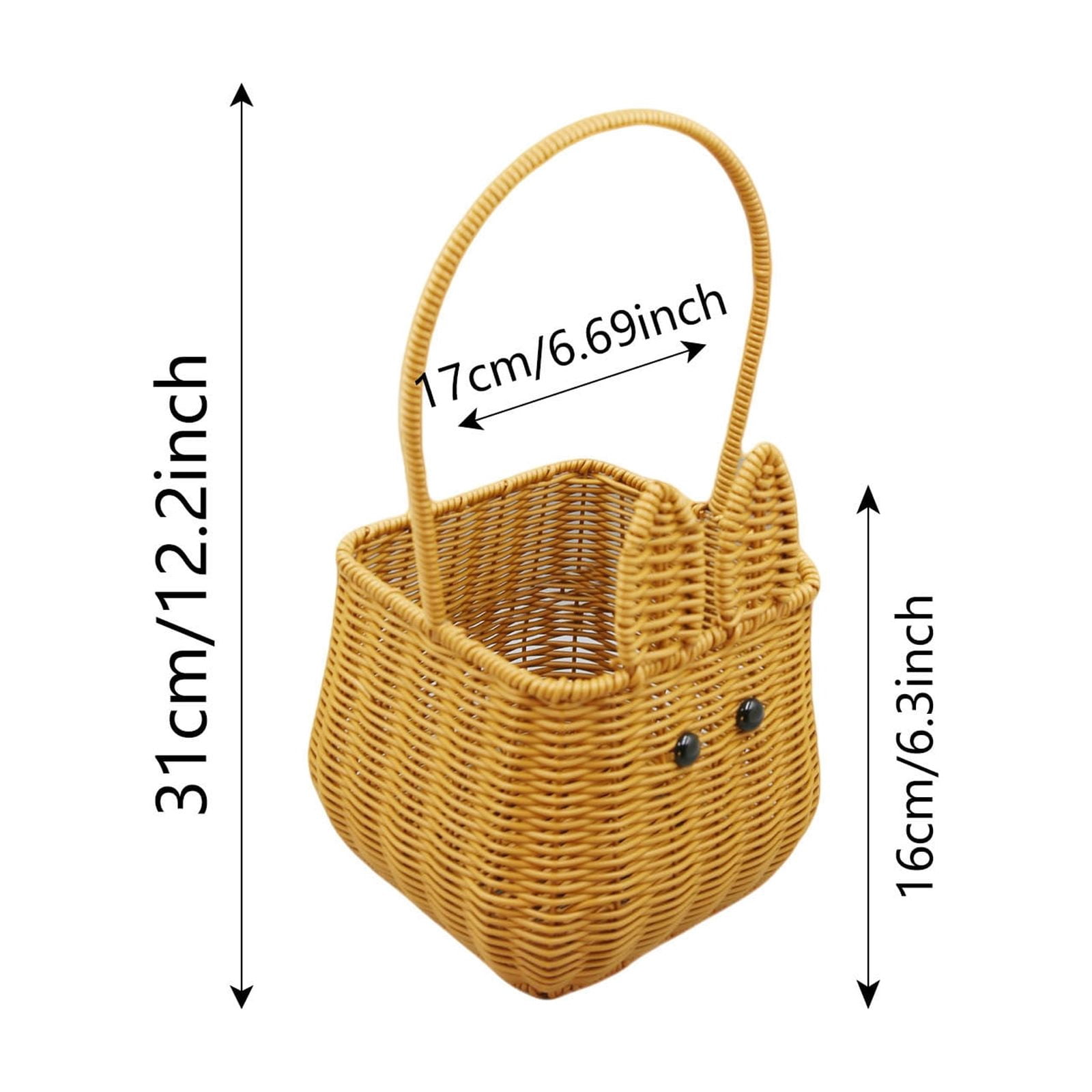 Easter Basket with Handle, Cute Bunny Woven Rabbit Basket for Kids Easter Egg , Multi-Purpose Picnic, Storage Organizer for Toys, Fruit, Beach, Nursery & Home Decor