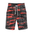 thumbnail image 5 of Sakmal Shorts for Men Bermuda Knee Length Cotton Linen with Pockets Camo Summer Red 9 Inch Mens Shorts 2XL, 5 of 5