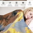 thumbnail image 3 of Shiartex  Red Horse Sunflower Throw Blanket Cozy Soft Warm Lightweight Flannel Blankets for Bed Sofa Couch White, 3 of 6