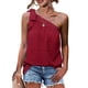 thumbnail image 1 of ICHUANYI Clearance One Shoulder Tops For Women Summer Chiffon Tie Bow Knot Sleeveless Tank Tops Loose Fit(Red, XL) ICHUANYI WER2023080815527, 1 of 7