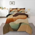 thumbnail image 3 of Manfei Modern Abstract Aesthetic Queen Comforter Set,Geometric Artistic Bedding Sets,Beige Brown Ombre Bedding Comforter Set For Children,Breathable Home Decor Reversible,3-Piece, 3 of 9