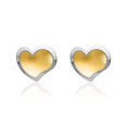 thumbnail image 5 of 14K Solid Two Tone Gold Heart Stud Earrings, 5 of 10
