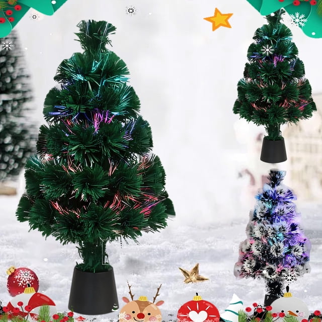 Fiudx Árbol de Navidad Artificial, Decoración con Luz Led, Adornos de Copos de Nieve a Pilas, Decoración Navideña para Interiores y Exteriores, Ideal para Fiestas Navideñas, 45 Cm, Material de Pvc.