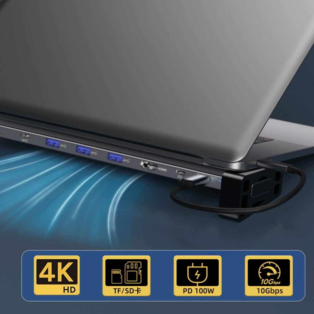 Tizuqe 9 Port USB C Docking Station 10Gbps USB Hub for Laptops Tablets with Power Delivery and Card Readers Multiports