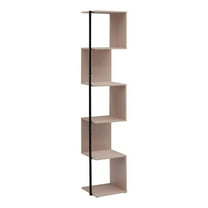 Furniture of America Cirion Modern Wood 5-Shelf Corner Bookcase in Blush Pink