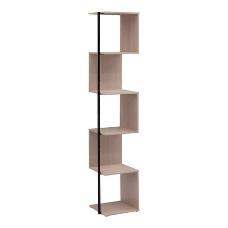 Furniture of America Cirion Modern Wood 5-Shelf Corner Bookcase in Blush Pink