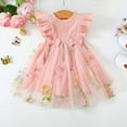 thumbnail image 2 of Toddler Layered Dress Sleeveless Floral Embroidery Ruffled Party Dress Red 3 Years-4 Years, 2 of 6