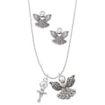 thumbnail image 1 of Delight Jewelry Silvertone 3-D Ballerina Silver tone Guardian Angel Charm Necklace and Stud Earrings, 1 of 4