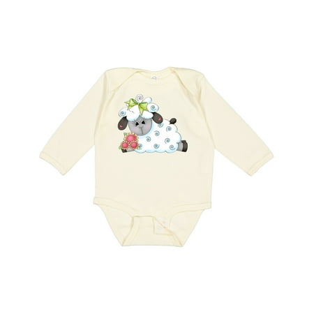 

Inktastic Little Bow Sheep Gift Baby Boy Long Sleeve Bodysuit
