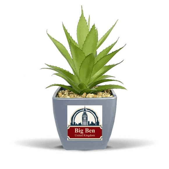 United Kingdom Country City Big Ben London UK Fake Pineapple Flower Pot Vase Mini Decor
