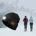 thumbnail image 3 of GRNSHTS Wireless Bluetooth Beanie Headset Hat with LED Light,Built-in Stereo Speaker and Mic Headphone Music Knitted Cap (Black), 3 of 9